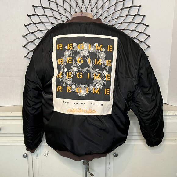 CIVIL REGIME CLOTHING Mens Reversible Patch Jacket Black Bomber/Flight Men s/XXL - Picture 14 of 16